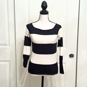 A/X Armani Exchange Black White Striped Blouse Top, XS